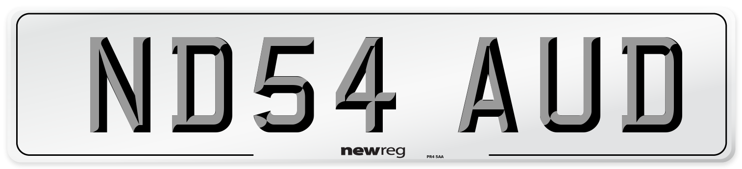 ND54 AUD Number Plate from New Reg